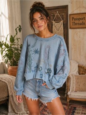 Free People Gaia Sweatshirt NWT Size L